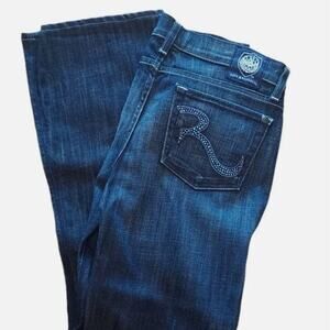 Rock & Republic Kasandra Bootcut Womens Sz 29 x 32 Iridescent Rhinestone Pocket